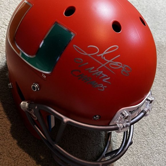 Miami Hurricanes Clinton Portis Signed F/S SCHUTT Helmet Tristar coa 01 Natl chp - Picture 2 of 10